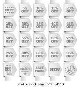 Set of discount labels. Vector discount tags collection.