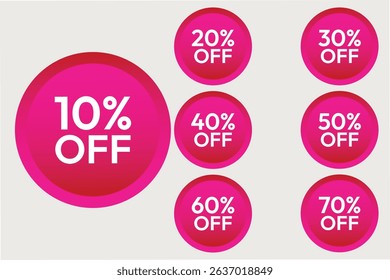 a set of discount offer and percentage banner poster sticker. pink circle and icon style 3d label season element. use this sign and symbol any business post and social media sale post design template 