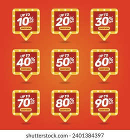 Set of discount offer price label, sale promo marketing