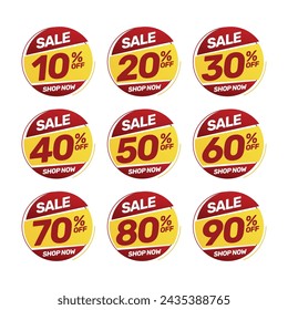 Set of discount offer price label, sale promo marketing