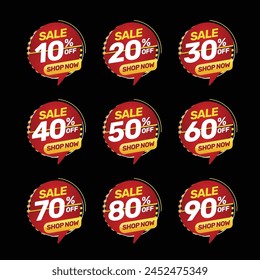 Set of discount offer price label, sale promo marketing	

