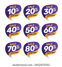 Set of discount offer price label, sale promo marketing	

