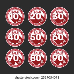 Set of discount offer price label, flash sale promo marketing