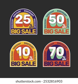 Set of discount offer price label, flash sale promo marketing	
