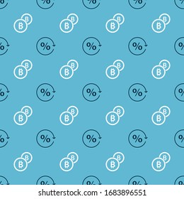 Setze den Rabatt-Prozent-Tag und die Kryptowährungsmünze Bitcoin auf nahtloses Muster. Vektorillustration