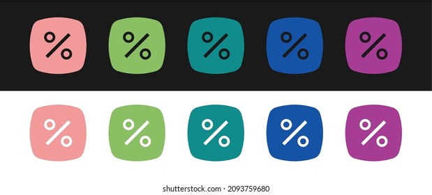 Set Discount percent tag icon isolated on black and white background. Shopping tag sign. Special offer sign. Discount coupons symbol.  Vector