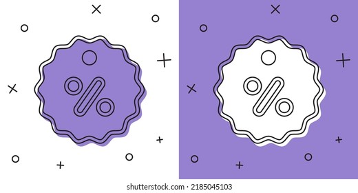 Set Discount Percent Tag Icon Isolated On White And Purple Background. Shopping Tag Sign. Special Offer Sign. Discount Coupons Symbol.  Vector