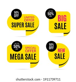 Set of Discount price badges. Sale stickers isolated on white background. Promotion coupon templates