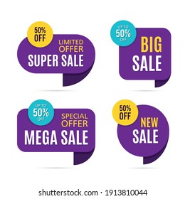 Set of Discount price badges. Sale stickers isolated on white background. Promotion coupon templates