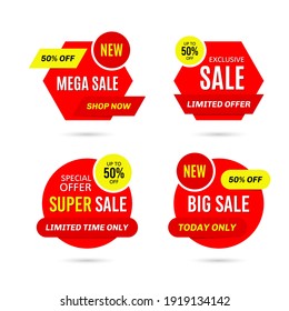 Set of Discount price badges. Sale stickers isolated on white background. Promotion coupon templates