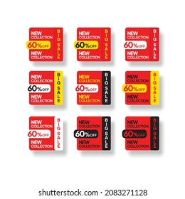 Set of Discount price badges vector. Sale stickers isolated on white background. Promotion coupon templates, tags, flags.