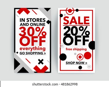 Set of discount sale banner. Fashion newsletter designs poster template. Modern line art website sale banner template. Promotional material design