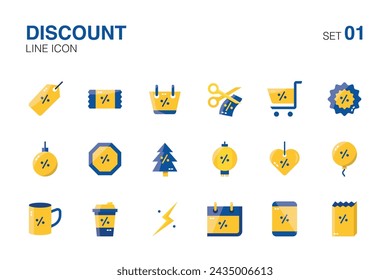 Set discount sign and sale icons. Flat icon set01