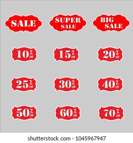 Set of discount speech bubble sale. Vector discount tags collection with sale red tags.