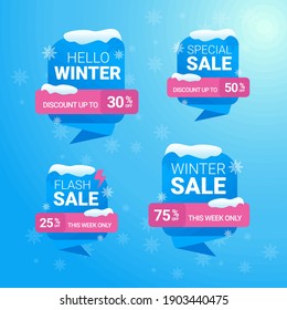set of discount sticker winter sale tag flat design concept perfect for your product promotion sales