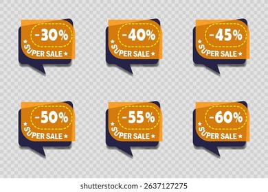 Set of discount stickers, price tags with percentages. Vector EPS10 illustration