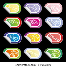 Set of discount stickers. Vector illustration.