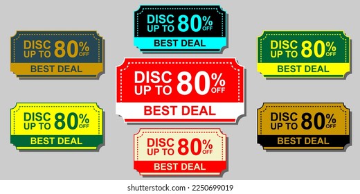set discount tag 80 percent offer 