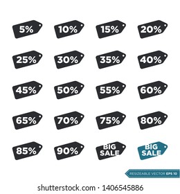 Set Discount Tag Icon Vector Template Flat Design