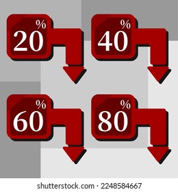 Set discount vector with arrow object and red color flat design