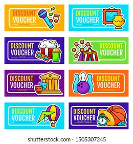 Set of discount voucher design template. Vector illustration