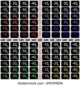 Set of discounted interest icons