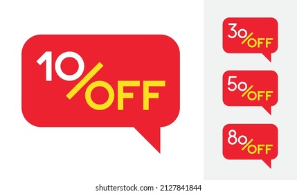Set of discounts: 10%, 30%, 50%, 80% off. Sale. Special Offer. Vector Template Design Illustration. Isolated.
