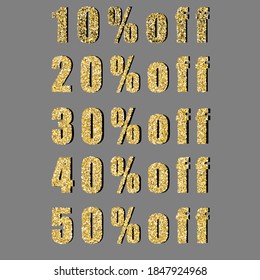 A set of discounts in brilliant gold color.