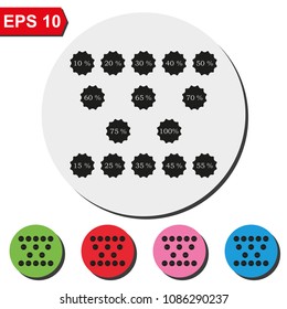 Set of discounts flat round colorful vector icon.
