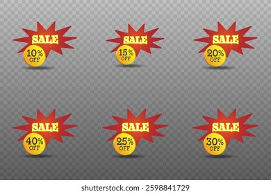 Set of discounts and mega sales banner price tag. Vector EPS10