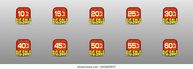 Set of discounts, offers and sales. Vector illustration