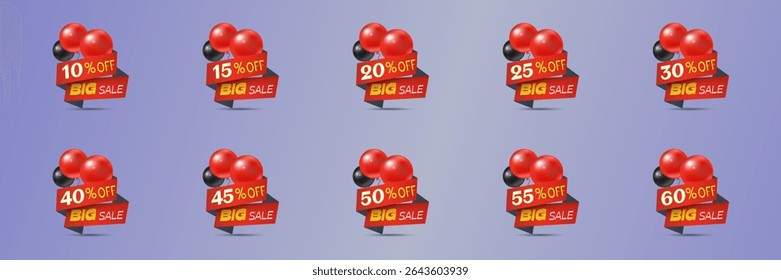 Set of discounts, offers and sales. Vector illustration