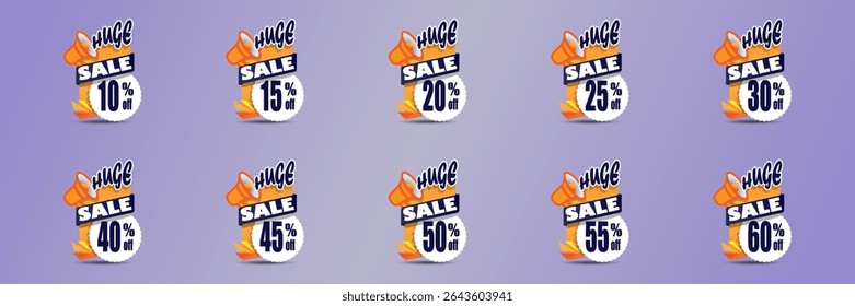 Set of discounts, offers and sales. Vector illustration