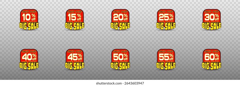 Set of discounts, offers and sales. Vector illustration