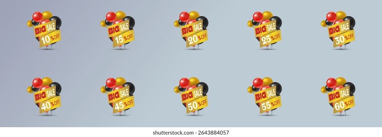 Set of discounts, offers and sales. Vector illustration