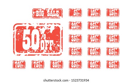 set discounts sale off in flat ventilation style, vector