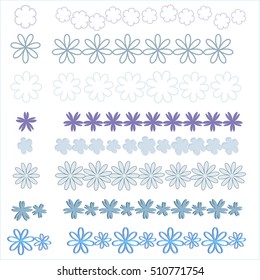 A set of discrete and floral patterned blue  brushes to create the spring and summer carved ribbons