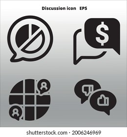 conjunto de iconos de discusión línea aislada o logotipo símbolo de signo aislado vector, contorno y estilo de trazo Colección de ilustración vectorial de estilo negro de alta calidad, 
fondo de degradado 
