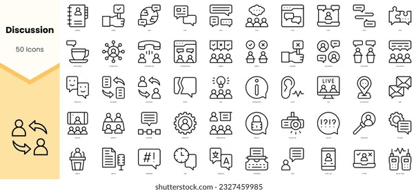 Set of discussion Icons. Simple line art style icons pack. Vector illustration