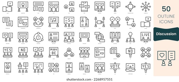 Set of discussion icons. Thin linear style icons Pack. Vector Illustration