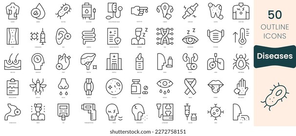 Set of diseases icons. Thin linear style icons Pack. Vector Illustration