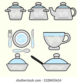 set of dishes icons. For the design of sites, catalogs, booklets, etc.