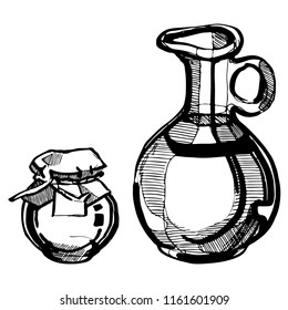 set of dishes, jug, jar