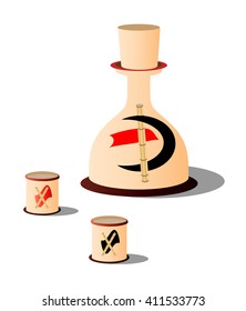 a set of dishes for the juice