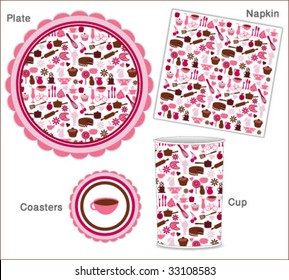 set of dishes & napkins