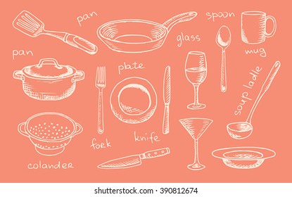 set of dishes utensil