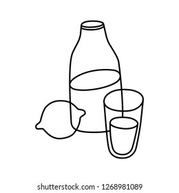 Set of dishes vector sketch illustrations
