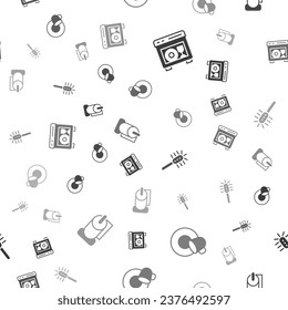 Set Dishwasher machine, Washing dishes, Toilet brush and paper roll on seamless pattern. Vector
