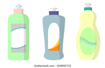 Set of dishwashing detergent illustrations