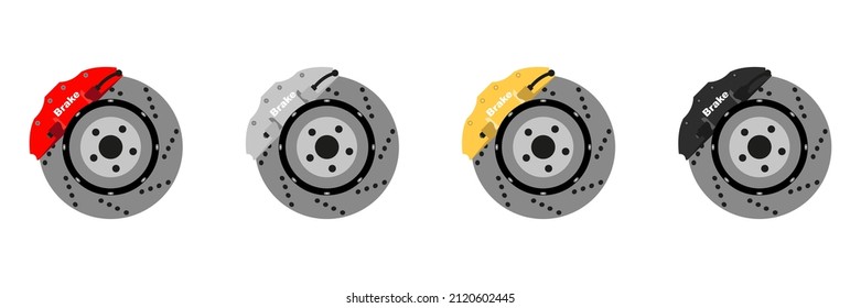 Set of Disk Brake rotor. Car parts illustration in flat design